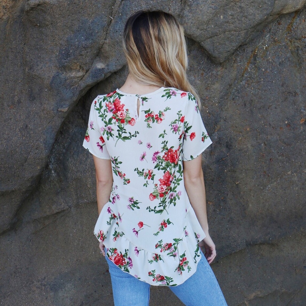 ivory floral top - Picture 5 of 5